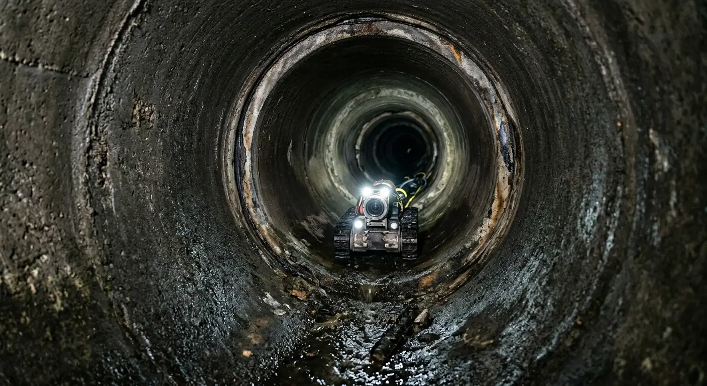 Robotic sewer camera inspecting pipe interior for Drain Snake Service in Austintown